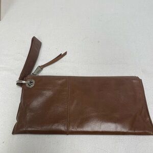 HOBO Brown Leather Clutch wristlet EXCELLENT 10” x 5” Clean